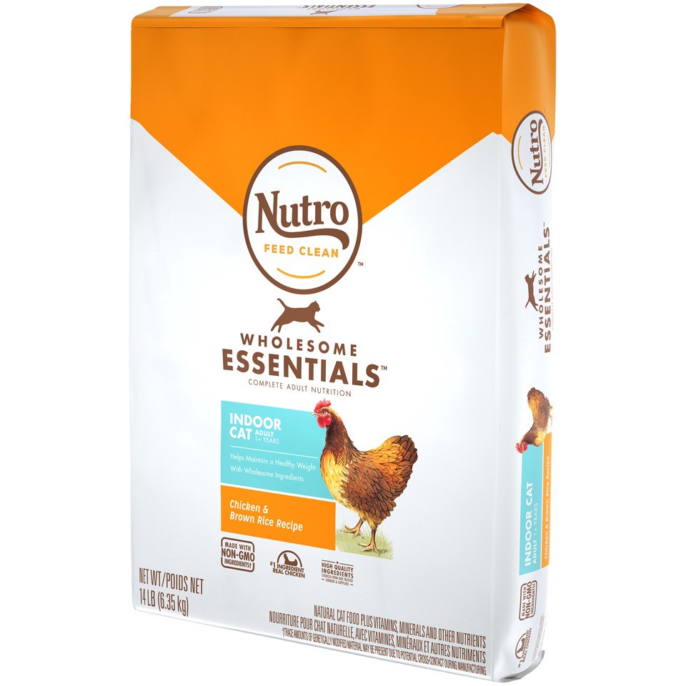 slide 6 of 6, Nutro Wholesome Essentials Natural Dry Cat Food, Indoor Cat Adult Chicken and Brown Rice Recipe, 14 lb