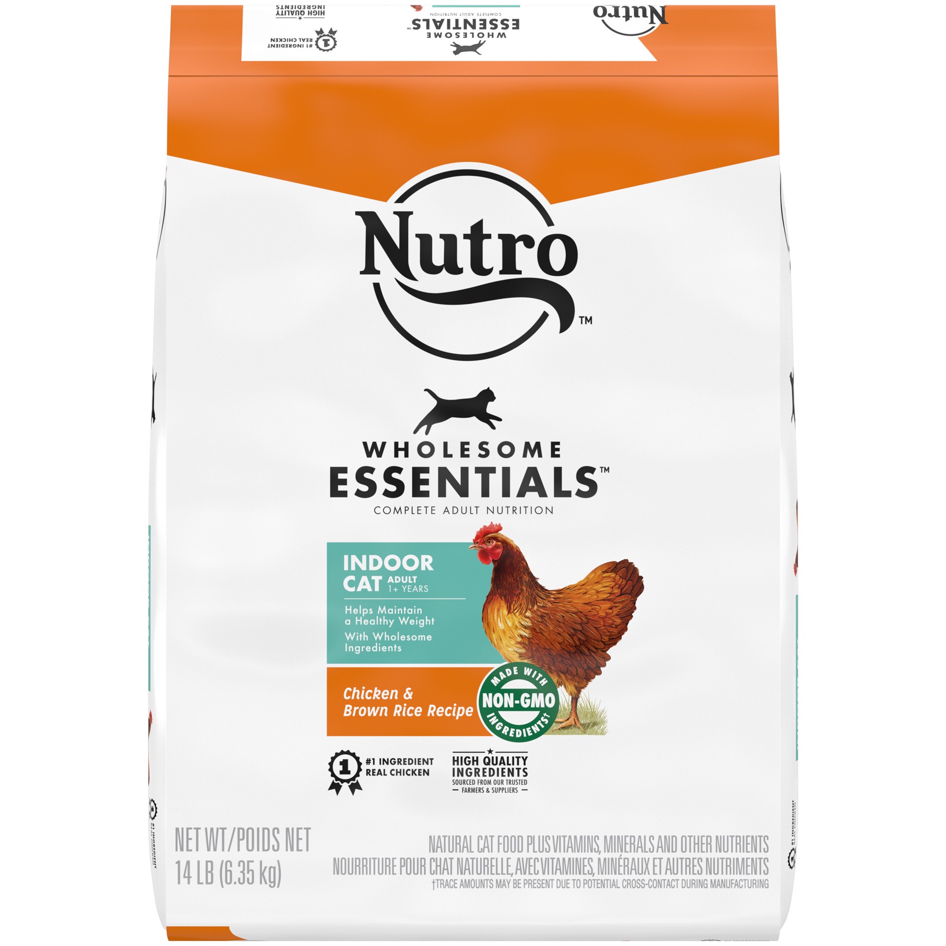 slide 1 of 6, Nutro Wholesome Essentials Natural Dry Cat Food, Indoor Cat Adult Chicken and Brown Rice Recipe, 14 lb