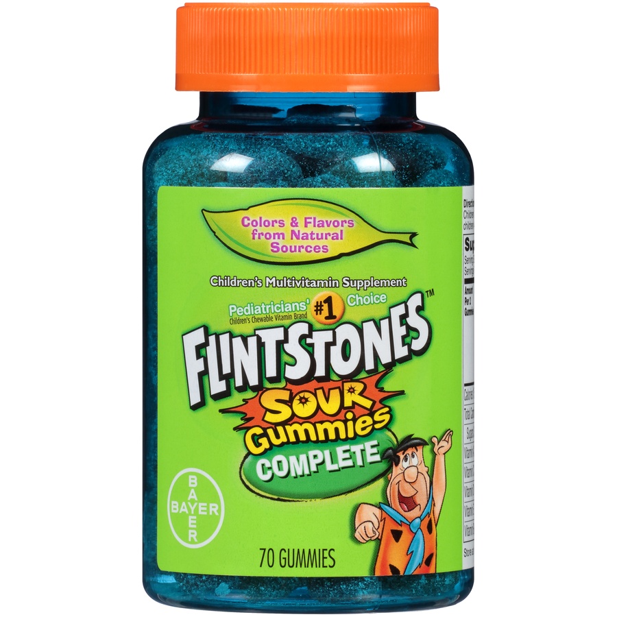 slide 1 of 1, Flintstones Complete Sour Gummies Children's Multivitamin Supplement, 70 ct