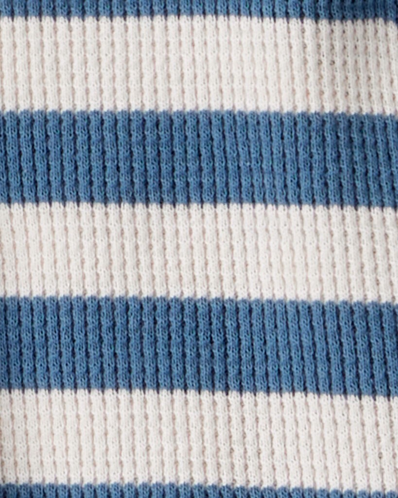 slide 4 of 4, Littleplanet Toddler Boy 2-Pack Waffle Knit Long-Sleeve Tees Made with Organic Cotton Summer Grey, Blue Stripes 5T, 1 ct