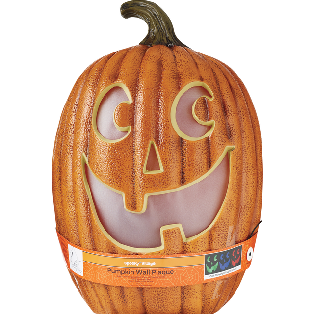 slide 1 of 1, SPOOKY VILLAGE Giant Wall Plaque 2 Asst, 1 ct