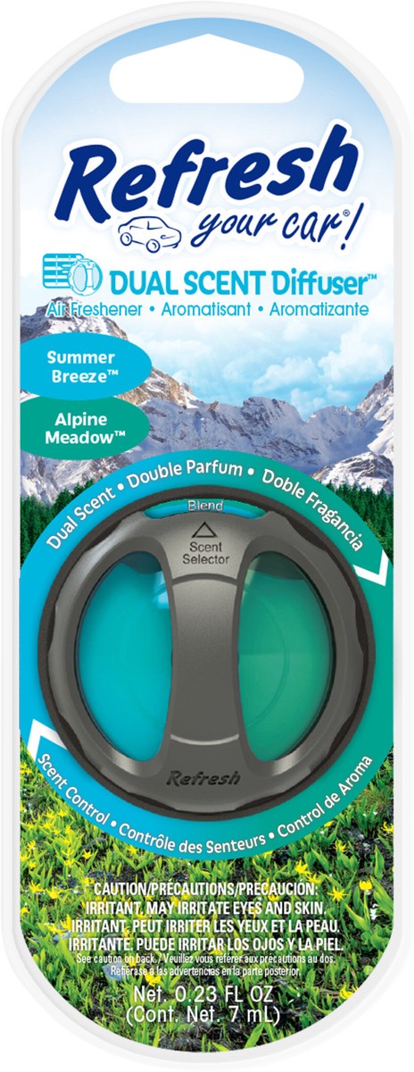 slide 3 of 6, Refresh Your Car! Dual Scent Summer Breeze/Alpine Meadow Diffuser 0.23 fl oz, 0.23 fl oz
