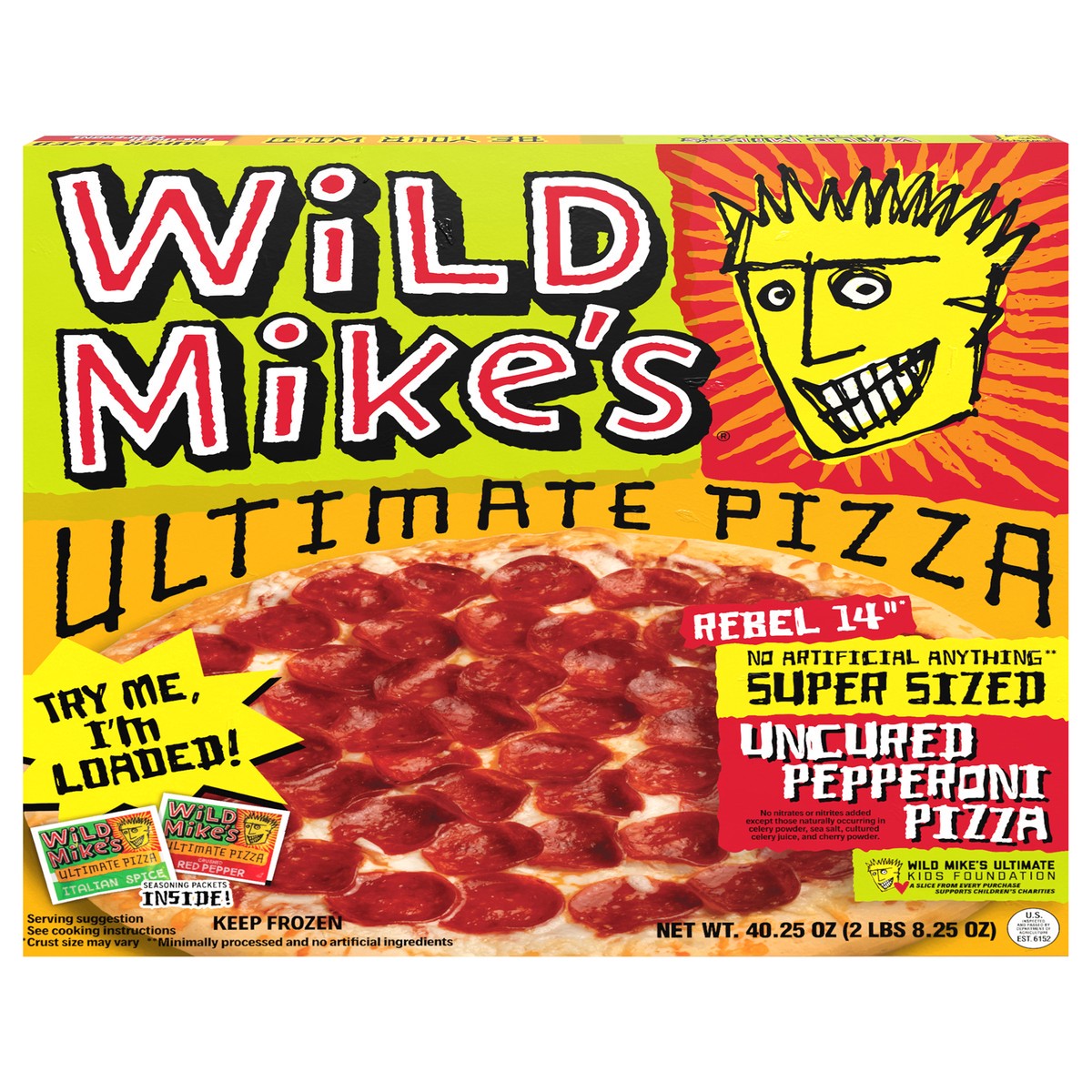 slide 1 of 14, Wild Mike's Super Size Pepperoni Pizza, 40.25 oz