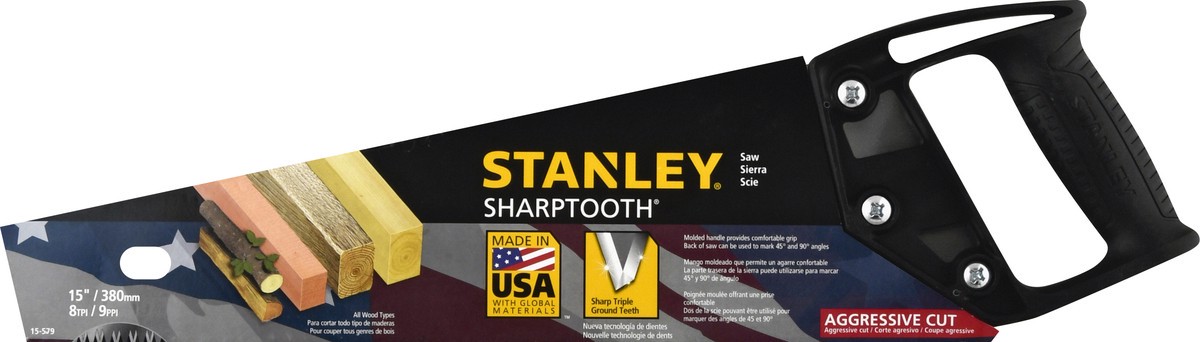 slide 1 of 9, STANLEY Sharptooth Aggressive Cut 15 Inch Saw 1 ea, 1 ct