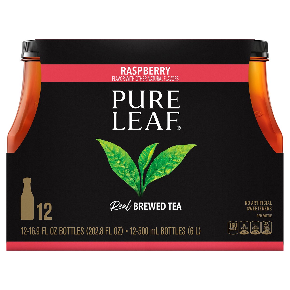 slide 1 of 5, Pure Leaf Raspberry Iced Tea, 12 ct; 16.9 fl oz