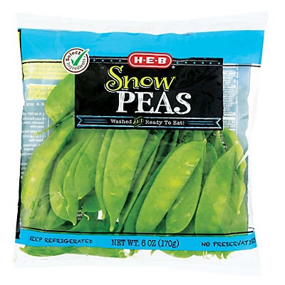 slide 1 of 1, H-E-B Microwaveable Snow Peas, 6 oz