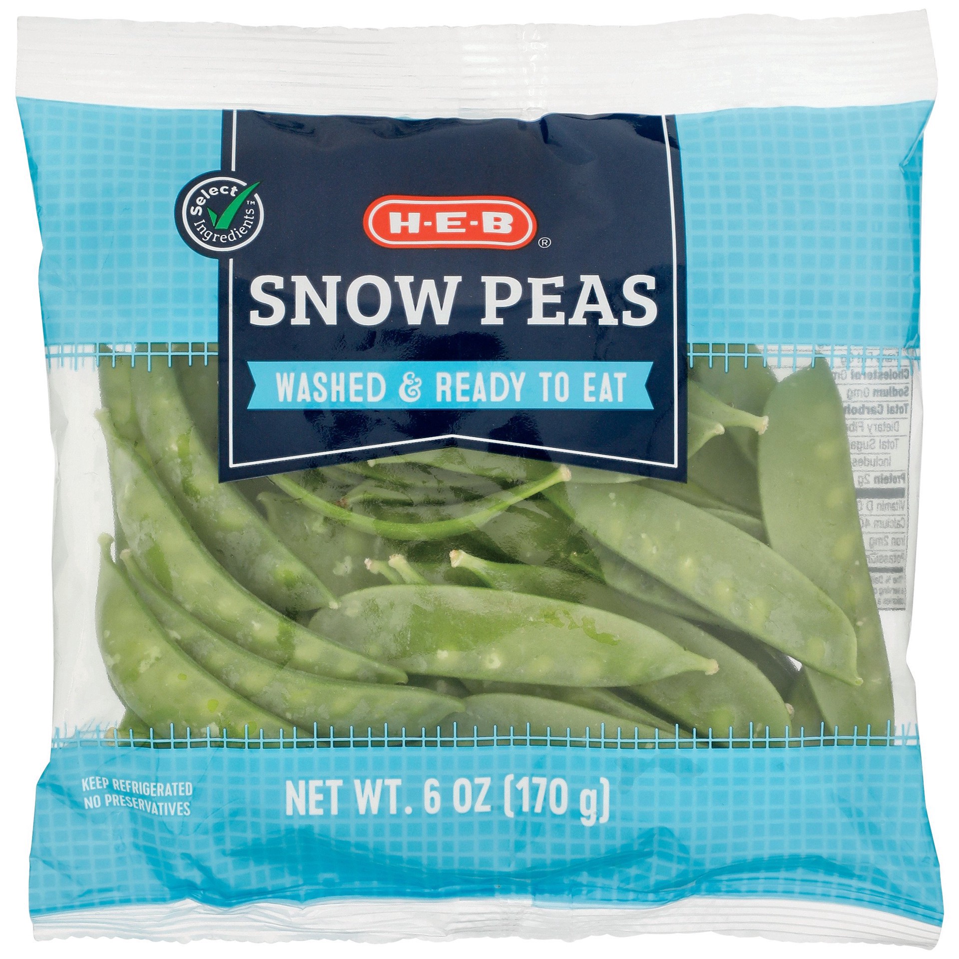 slide 1 of 1, H-E-B Microwaveable Snow Peas, 6 oz