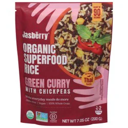 Jasberry Superfood Organic Green Curry with Chickpeas Rice 7.05 oz