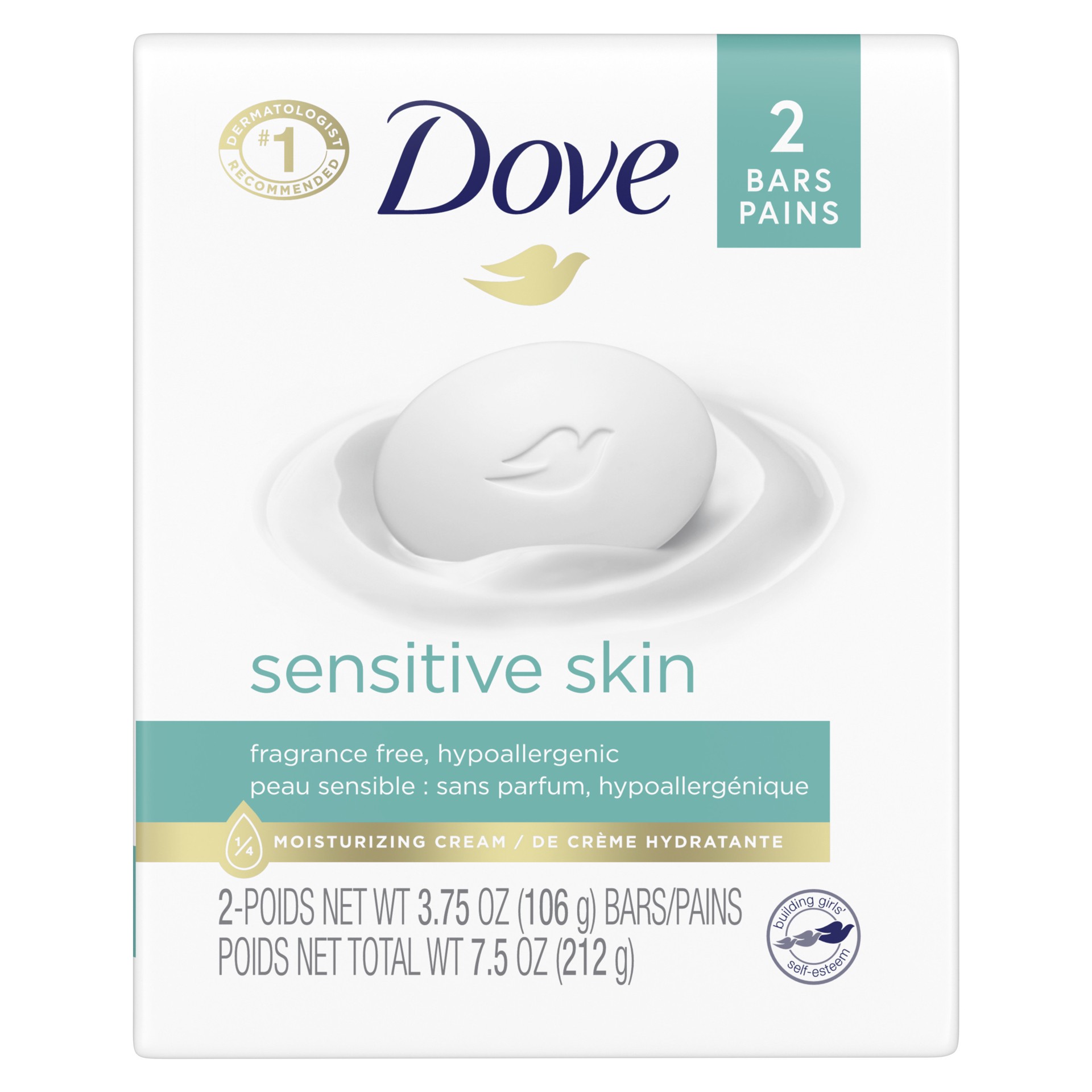 slide 1 of 7, Dove Bc Sensitive Skin Beauty Bar, 2 ct
