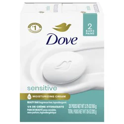 Dove Beauty Bar More Moisturizing Than Bar Soap Sensitive Skin, 3.75 oz, 2 Bars