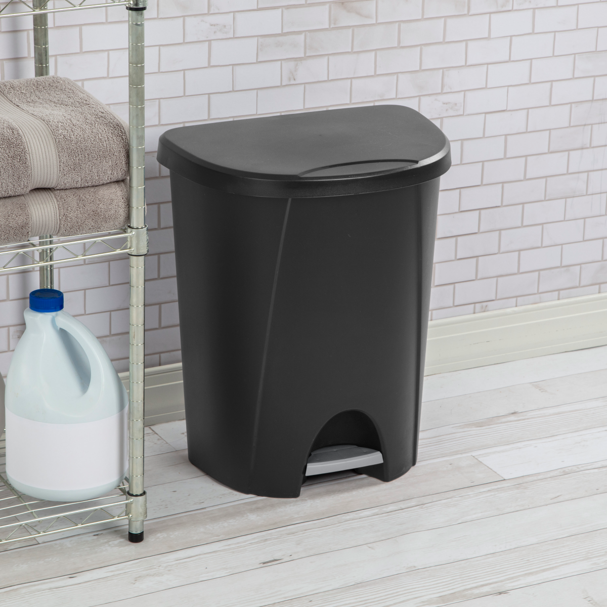 slide 4 of 17, SteriliteStep-On Wastebasket, Black, 6.6 gal