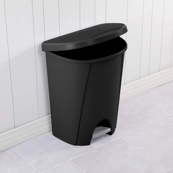 slide 17 of 17, SteriliteStep-On Wastebasket, Black, 6.6 gal