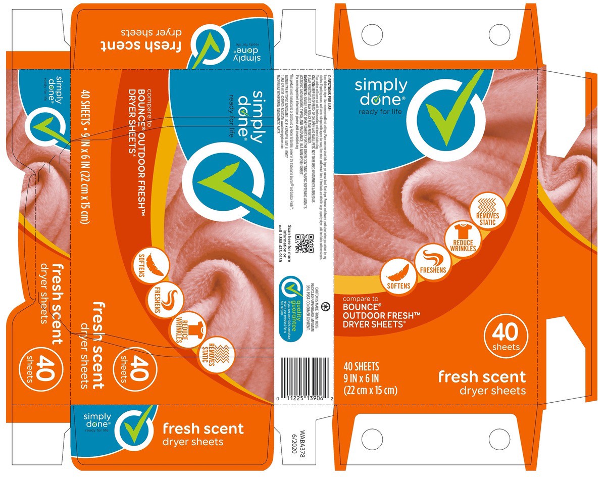 slide 9 of 17, Simply Done Fresh Scent Dryer Sheets 40 40 ea Box, 40 ct