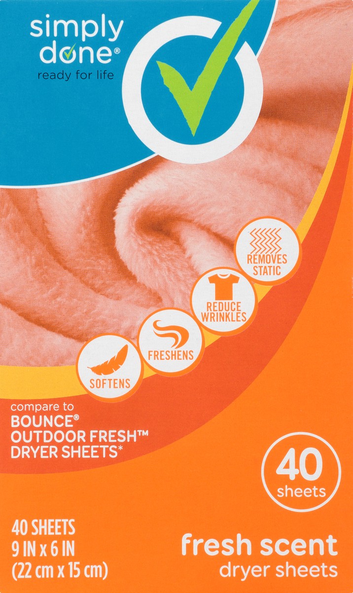 slide 2 of 17, Simply Done Fresh Scent Dryer Sheets 40 40 ea Box, 40 ct