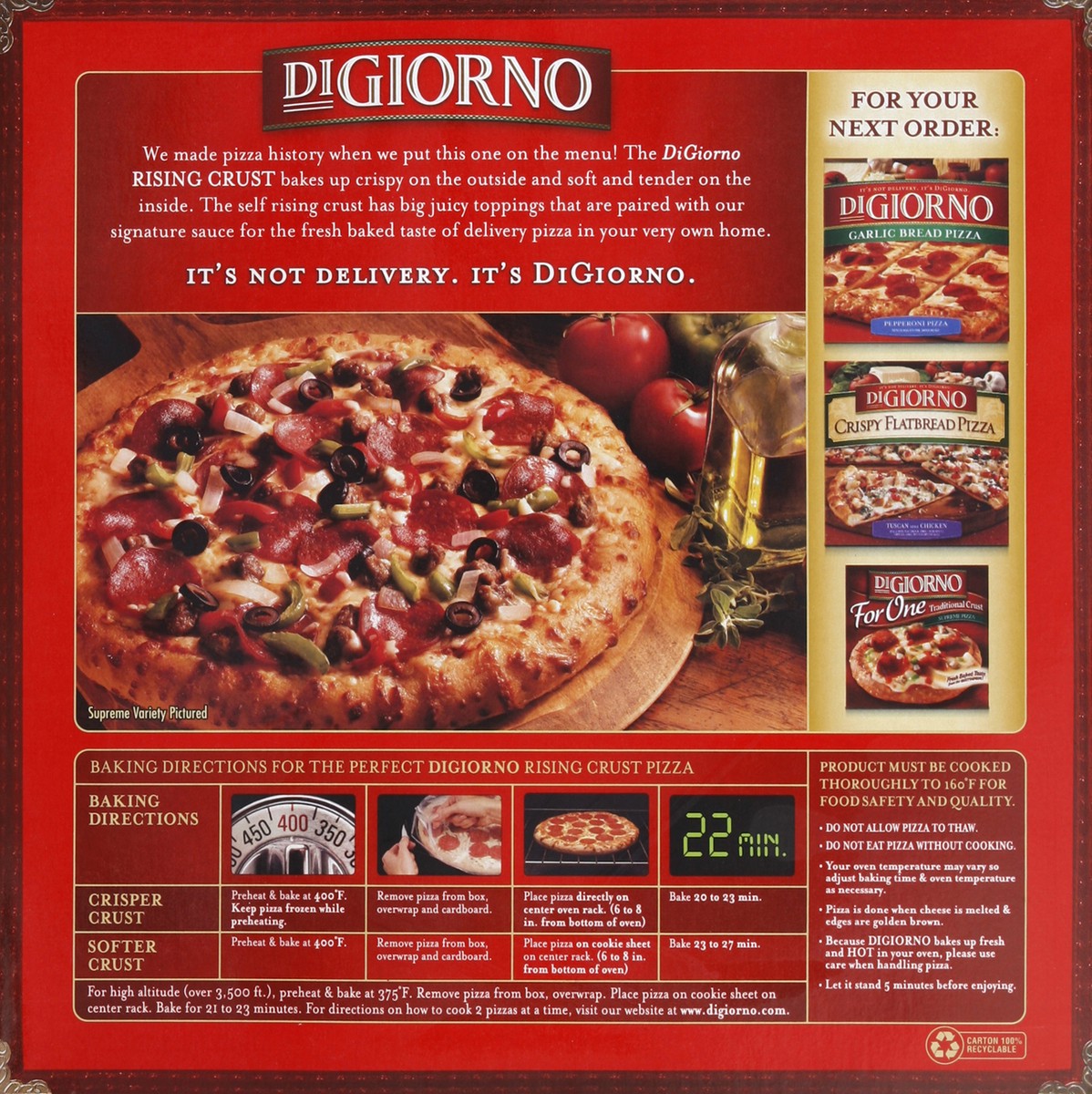 slide 4 of 6, DiGiorno Rising Crust Pepperoni Pizza, 1 ct