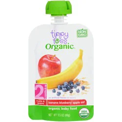 Tippy Toes Organic 2 (6 Months & Up) Banana Blueberry Apple Oatmeal Baby Food 3.5 oz