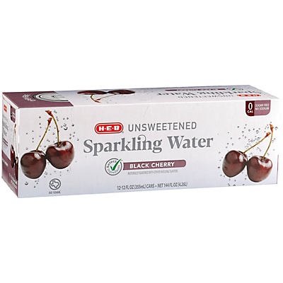 slide 1 of 1, H-E-B Unsweetened Black Cherry Sparkling Water - 12 ct, 12 ct