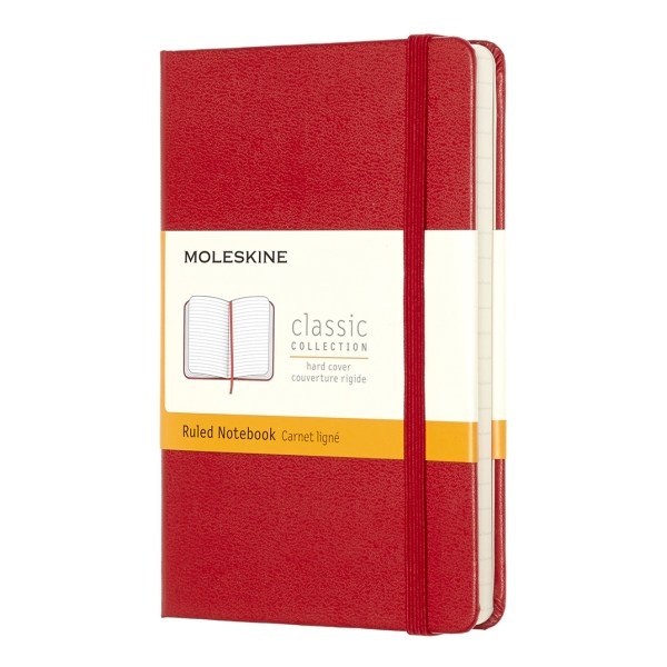slide 1 of 1, Moleskine Classic Hard Cover Notebook, Ruled, Red, 96 ct; 3 1/2 in x 5 1/2 in