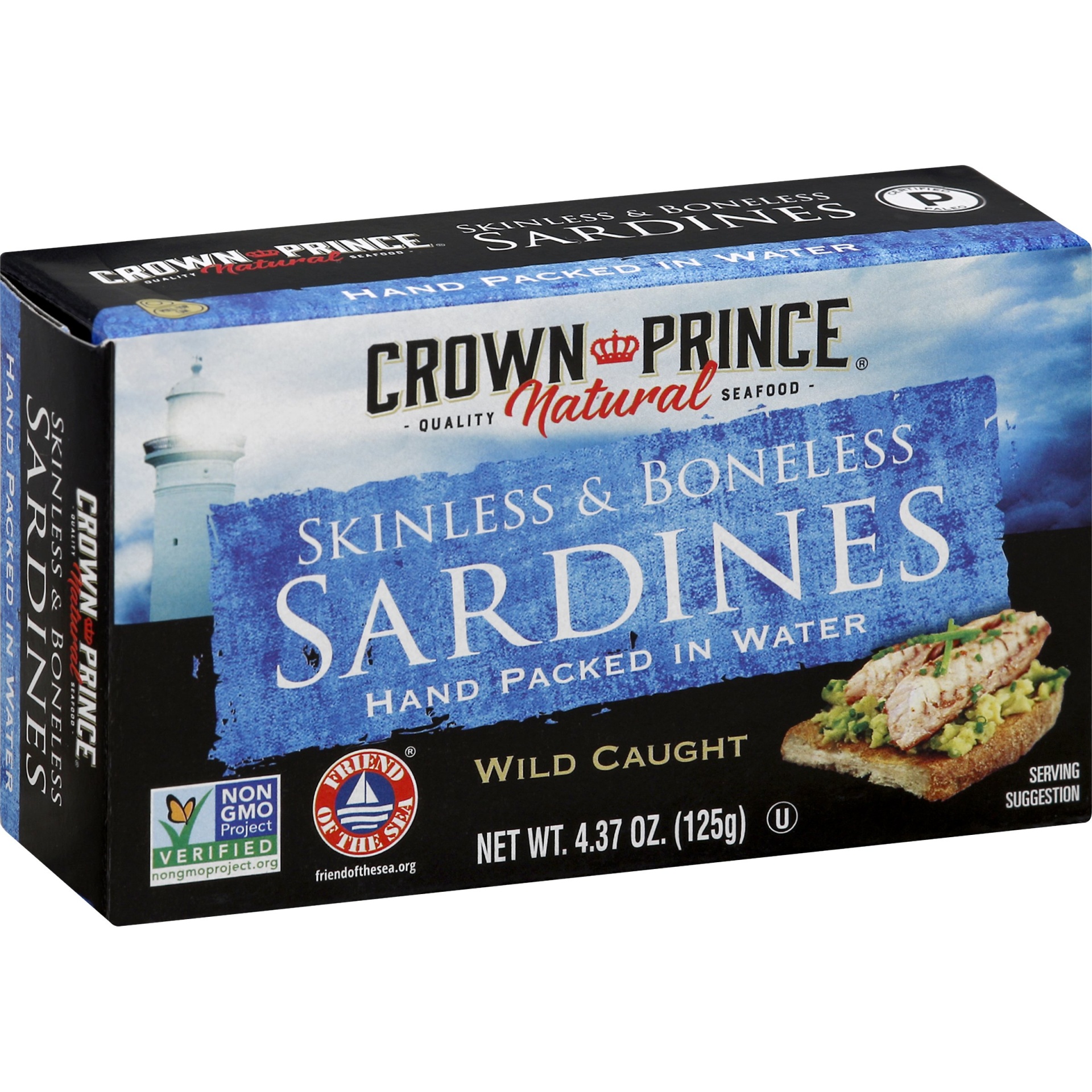 slide 1 of 2, Crown Prince Natural Skinless Boneless Sardines In Water, 4.37 oz