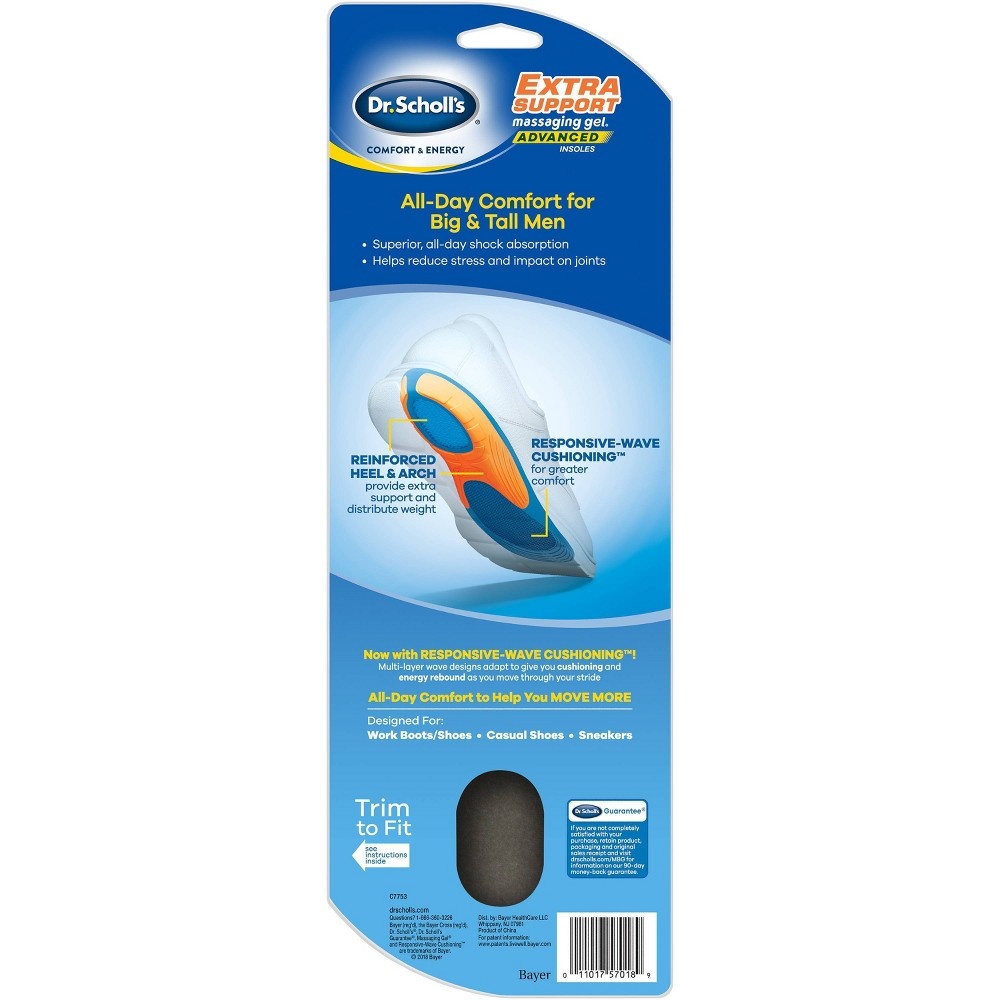 slide 2 of 3, Dr. Scholl's Extra Support Insoles with Massaging Gel Men's Size 8-14, 1 ct