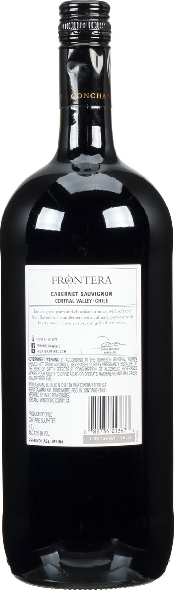 slide 7 of 10, Frontera Central Valley Chile Cabernet Sauvignon Bottle 1.5 lt Bottle, 1.50 liter