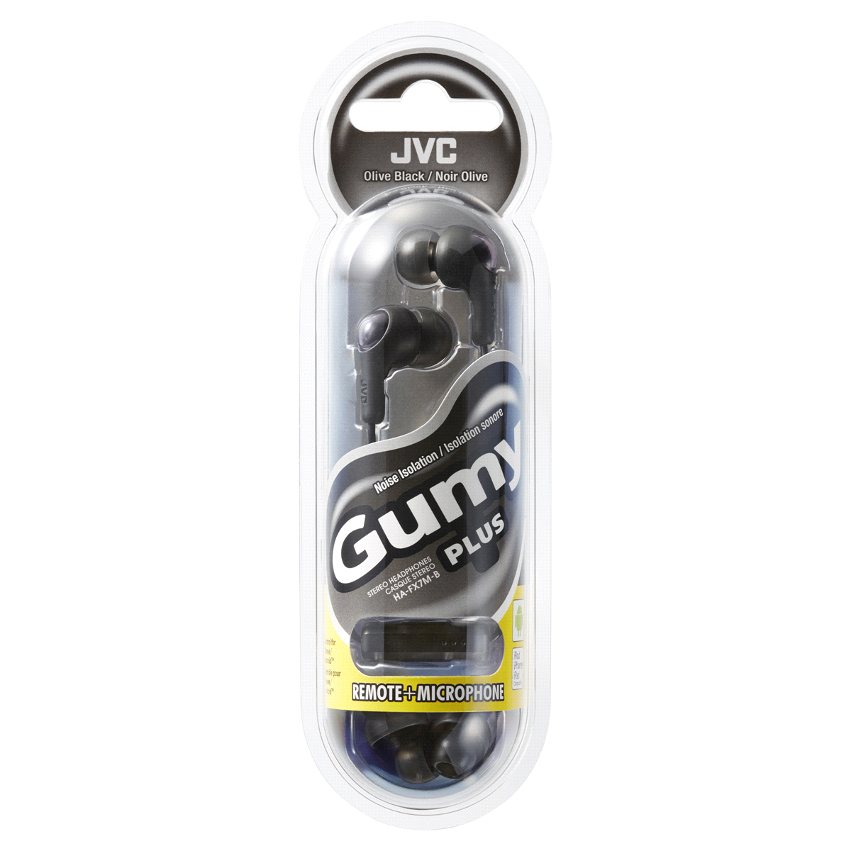 slide 2 of 2, JVC Gumy Plus Inner-Ear Headphones With Mic/Remote - Black, 1 ct