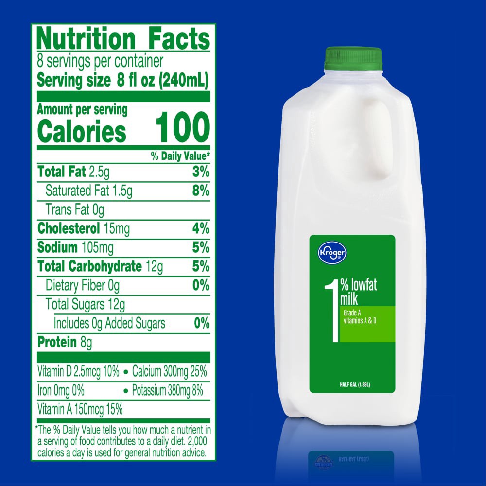 slide 4 of 4, Kroger 1% Lowfat Milk, 64 fl oz
