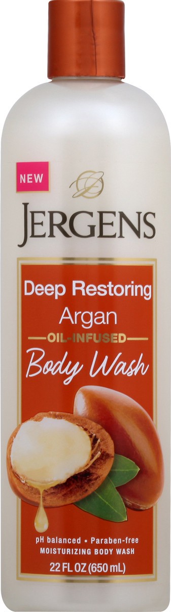 slide 8 of 8, Jergens Argan Oil Infused Body Wash, 22 fl oz
