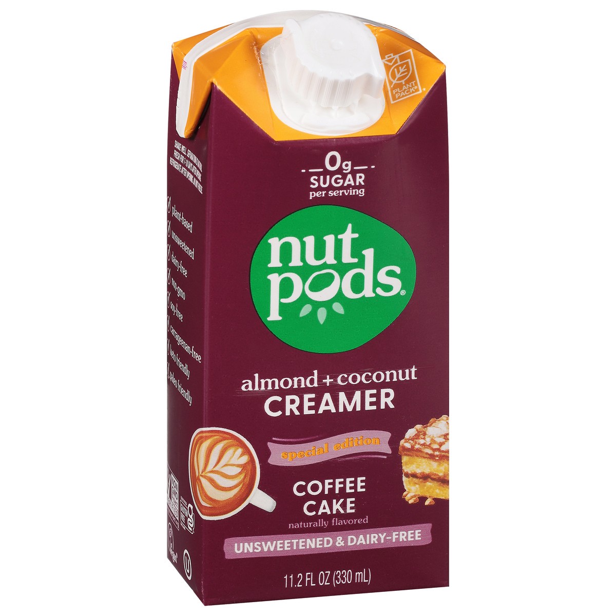 slide 9 of 9, nutpods Almond + Coconut Unsweetened & Dairy Free Coffee Cake Creamer 11.2 fl oz, 11.2 fl oz
