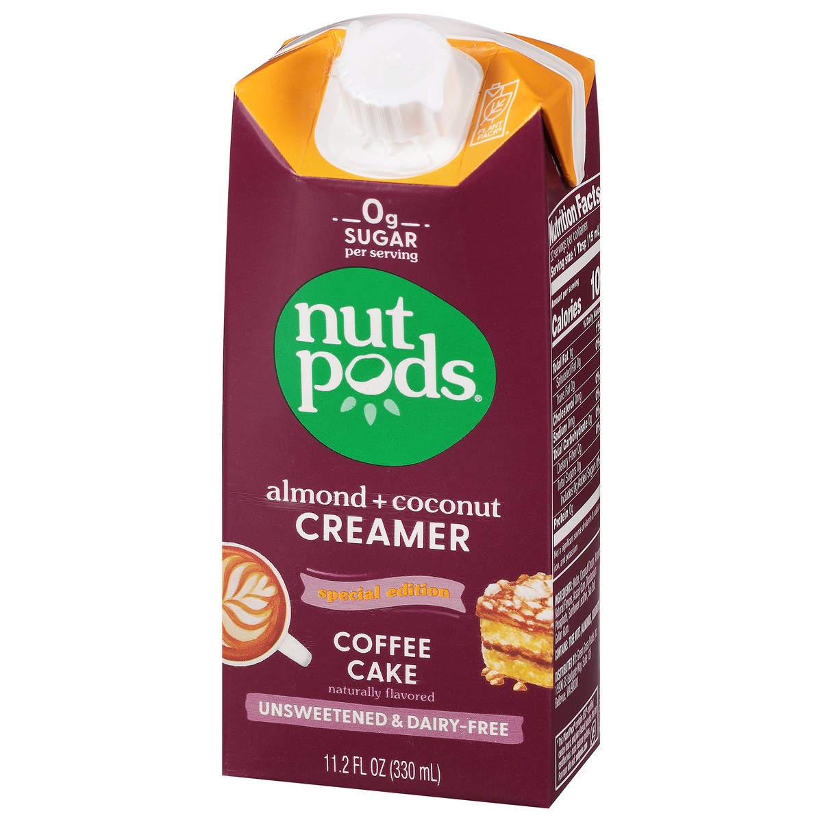 slide 2 of 9, nutpods Almond + Coconut Unsweetened & Dairy Free Coffee Cake Creamer 11.2 fl oz, 11.2 fl oz