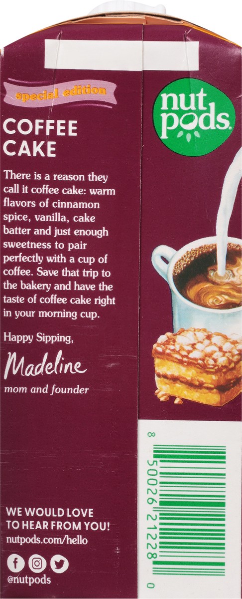 slide 7 of 9, nutpods Almond + Coconut Unsweetened & Dairy Free Coffee Cake Creamer 11.2 fl oz, 11.2 fl oz