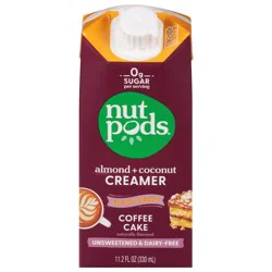 nutpods Almond + Coconut Unsweetened & Dairy Free Coffee Cake Creamer 11.2 fl oz