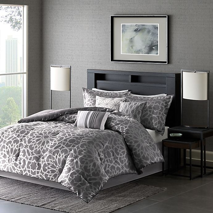 slide 1 of 8, Madison Park Carlow California King Comforter Set - Grey, 7 ct