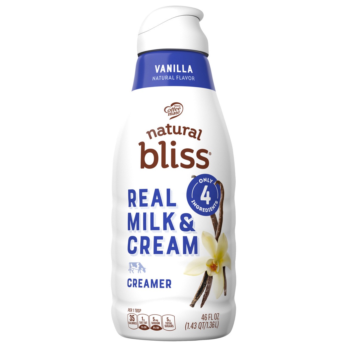 slide 9 of 17, Coffee-Mate Natural Bliss Vanilla Liquid Coffee Creamer, 46 fl oz