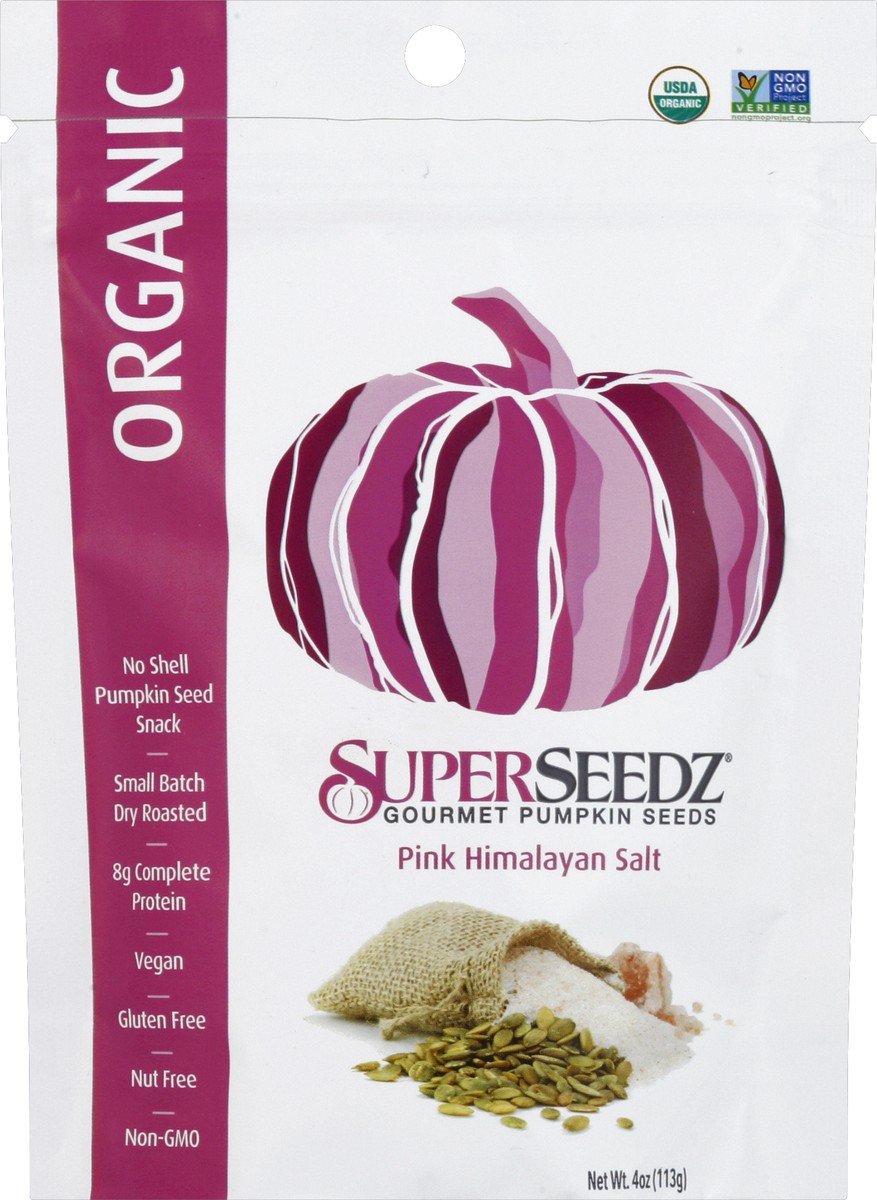 slide 2 of 2, SuperSeedz Pumpkin Seeds, Gourmet, Organic, Pink Himalayan Salt, 4 oz