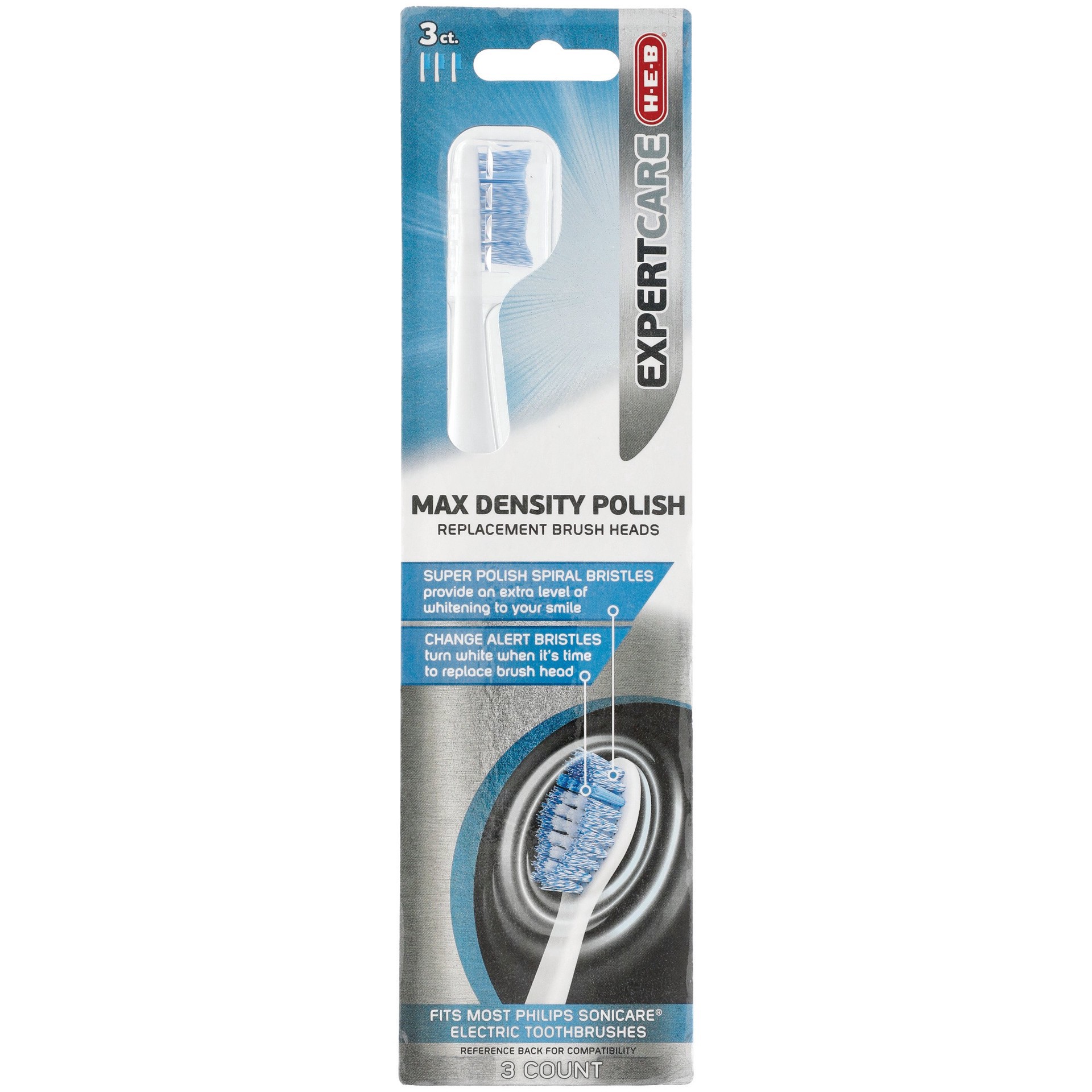 slide 1 of 1, H-E-B Expert Care Max Density Polish Replacement Brush Heads, 3 ct