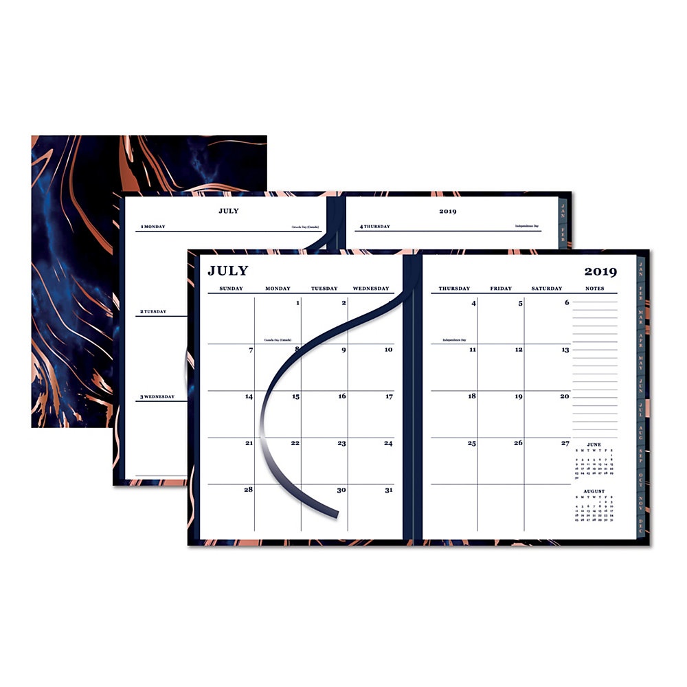 slide 1 of 1, Office Depot Brand Midnight Weekly/Monthly Academic Planner, 8-1/2'' X 11'', Marble, July 2019 To June 2020, 1 ct