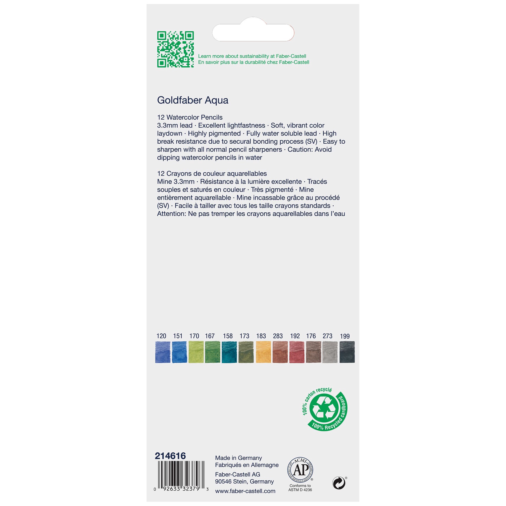 slide 5 of 6, Faber-Castell Goldfaber Aqua 12 Color Landscape Watercolor Pencil Set, 3.3 mm
