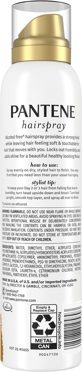 slide 4 of 8, PANTENE Pro-V Strong Hold Alcohol Free* Level 4 Hairspray, 7.0 oz, 7 oz