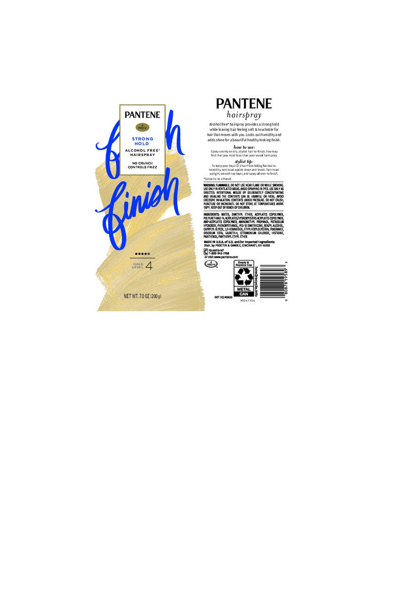 slide 5 of 8, PANTENE Pro-V Strong Hold Alcohol Free* Level 4 Hairspray, 7.0 oz, 7 oz