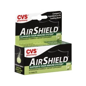 slide 1 of 1, CVS Pharmacy Airshield Effervescent Tablets Lemon-Lime Flavor, 10 ct