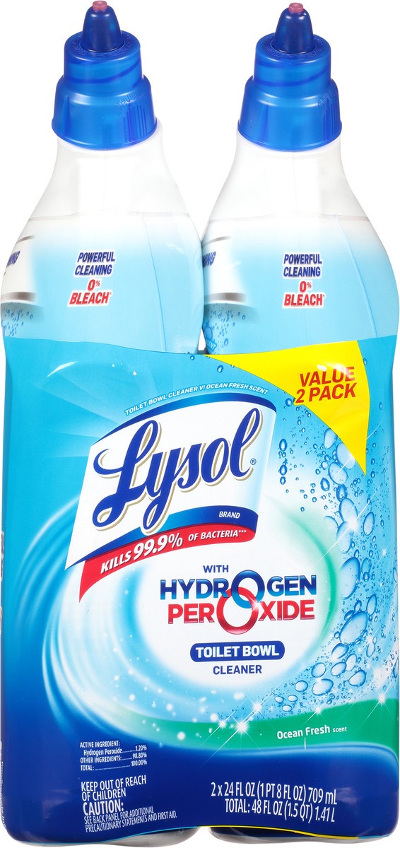 slide 1 of 9, Lysol Toilet Bowl Cleaner Gel, For Cleaning and Disinfecting, Bleach Free (Contains Hydrogen Peroxide), Cool Spring Breeze Scent, 24oz (Pack of 2), 2 oz