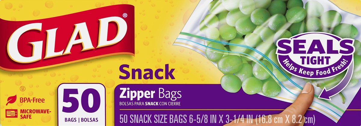 slide 1 of 5, Glad Snack Zipper Bags 50 ea, 1 ct