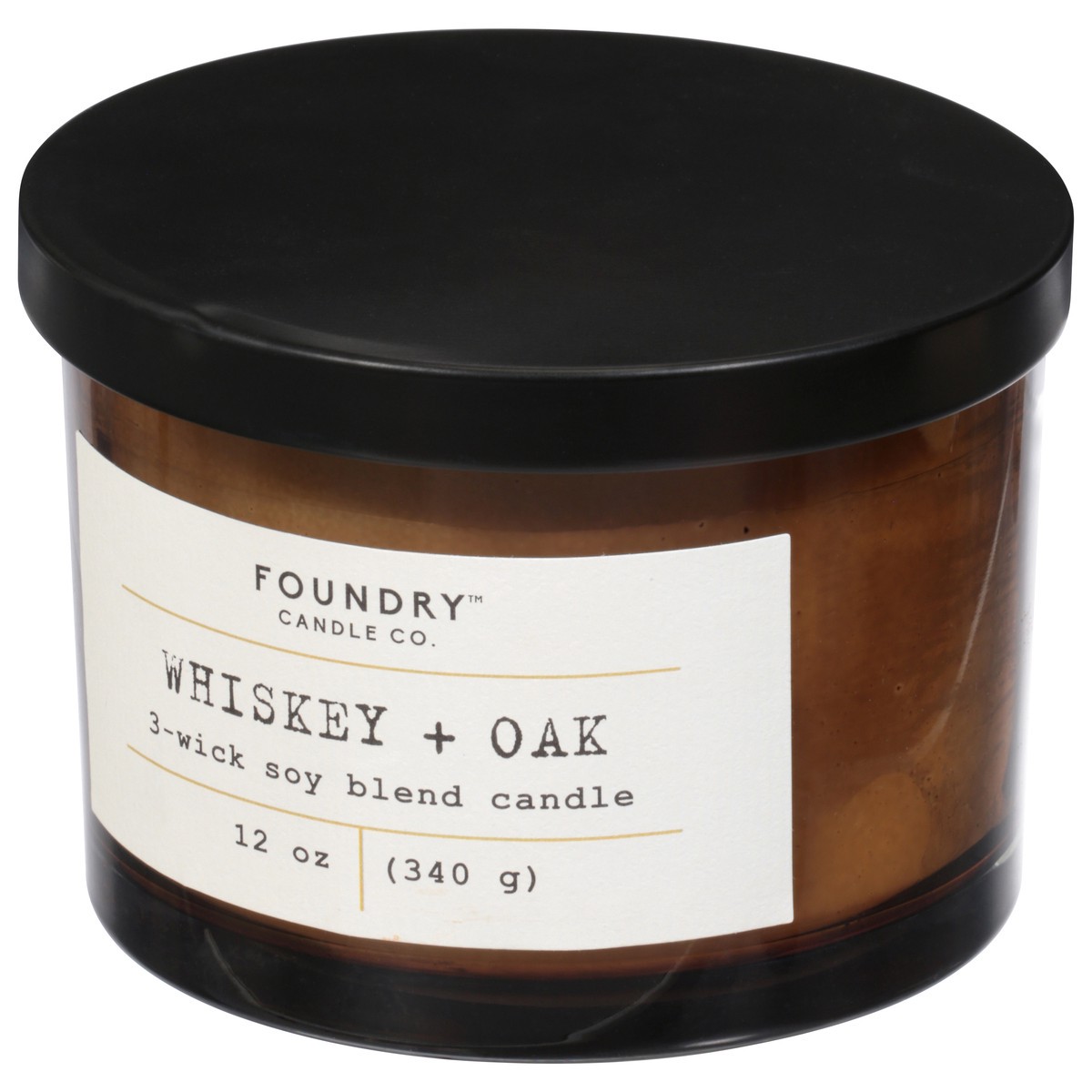 slide 3 of 9, Foundry Candle Co. Foundry Candle Co Whiskey + Oak 3-wick Soy Wax Candle, 12 oz