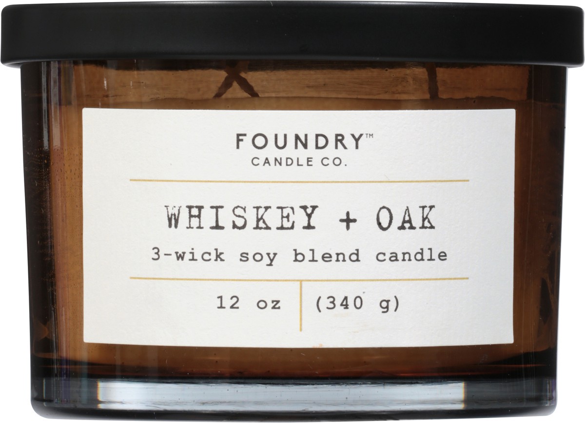 slide 6 of 9, Foundry Candle Co. Foundry Candle Co Whiskey + Oak 3-wick Soy Wax Candle, 12 oz