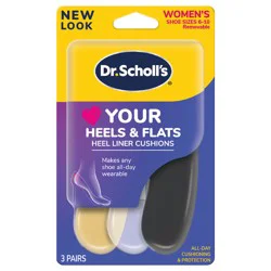 Dr. Scholl's Love Your Heels & Flats Heel Liner Cushions, 3 pair