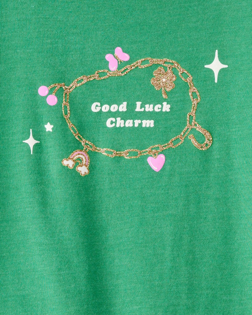 slide 3 of 3, Carter's Girls St. Patrick's Day Shamrock Long-Sleeve Graphic Tee - Green Green S, 1 ct