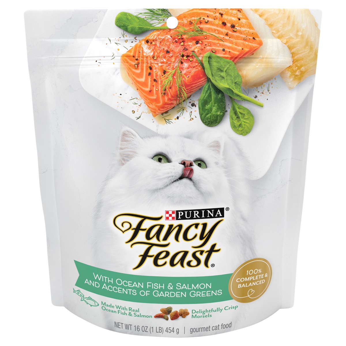 slide 1 of 9, Fancy Feast Purina Fancy Feast Dry Cat Food With Ocean Fish and Salmon - 16 oz. Bag, 16 oz