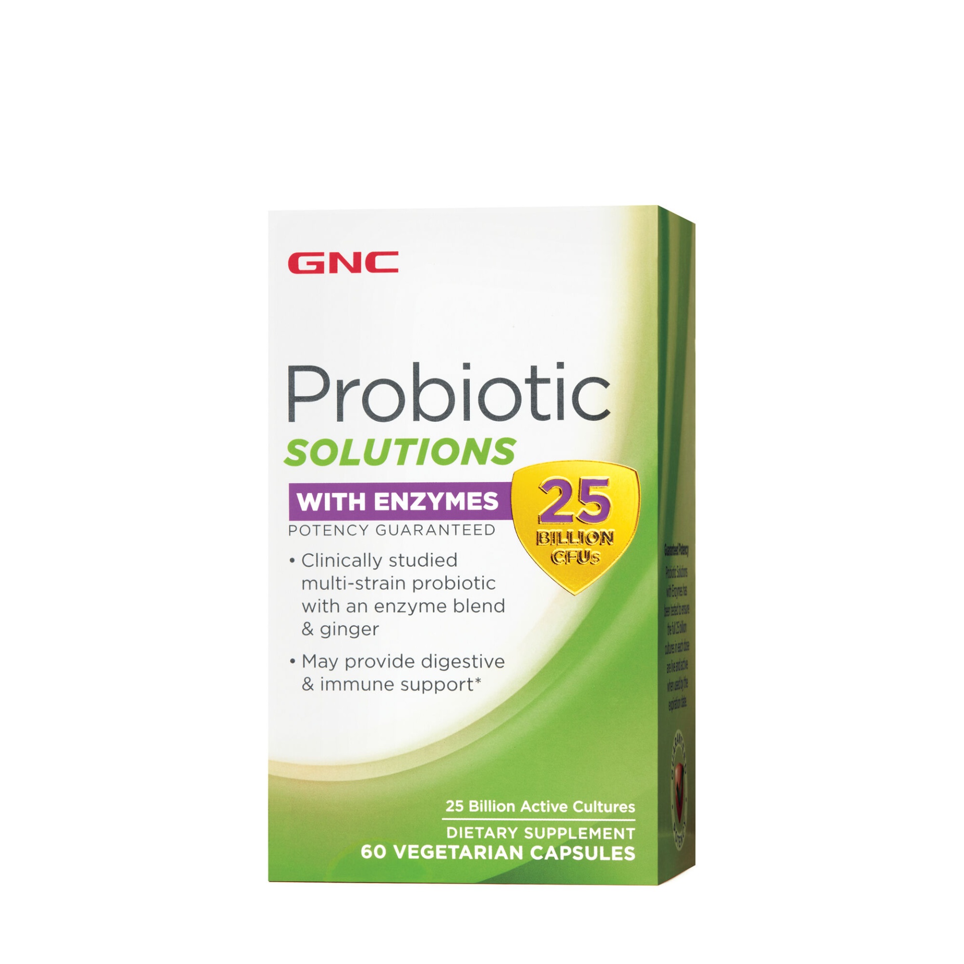 slide 1 of 1, GNC Probiotic Solutions with Enzymes - 25 Billion CFUs, 60 ct