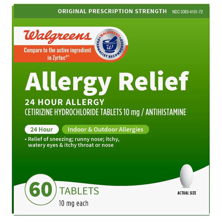 slide 1 of 5, Walgreens Wal-Zyr Cetirizine Hydrochloride Tablets 10 mg, 60 ct